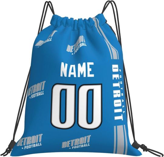 Custom Detroit Lions Football Team Drawstring Bags