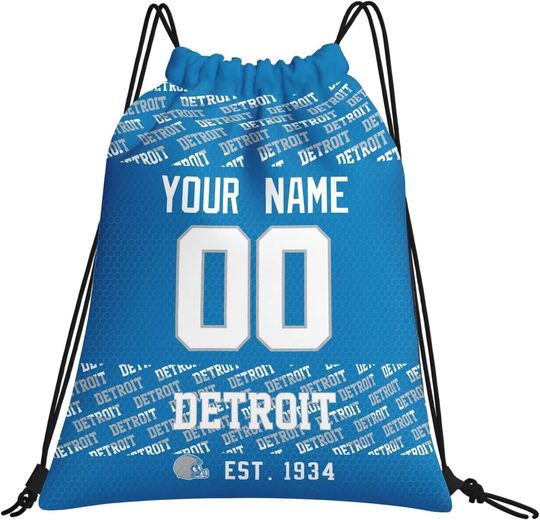 Custom Detroit Lions Football Team Drawstring Bags