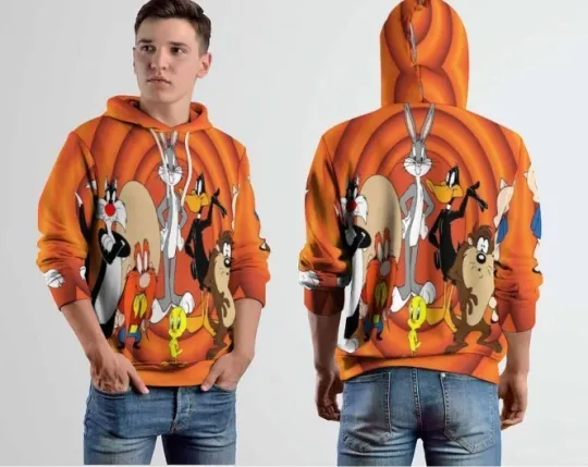 Looney Tunes Cartoons Hoodie Men's Novelty Hoodie 3D Print Pullover Hooded