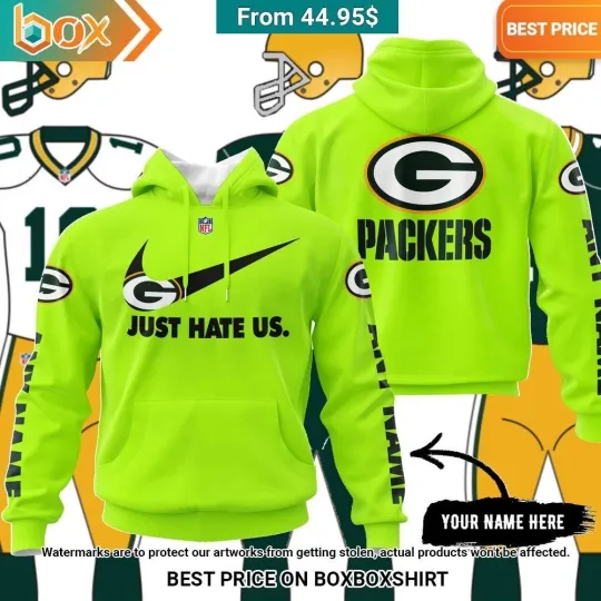 Discover Green Bay Just Hate Us Packers Personalized All Over Printed 3D Hoodie
