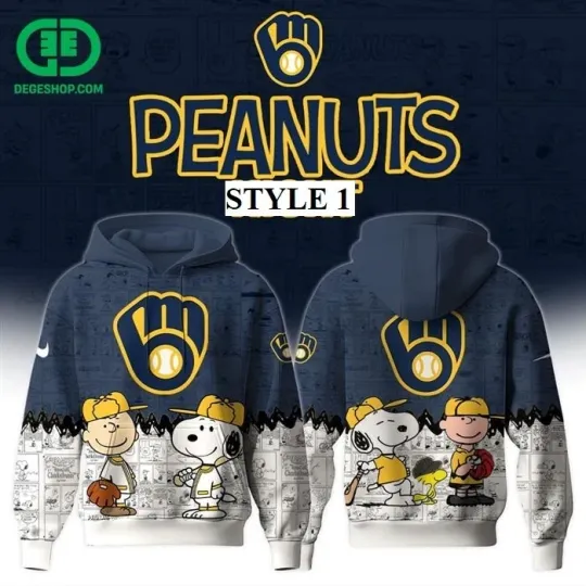Snoop Milwaukee Brewers Peanuts Baseball All Over Printed 3D Hoodie