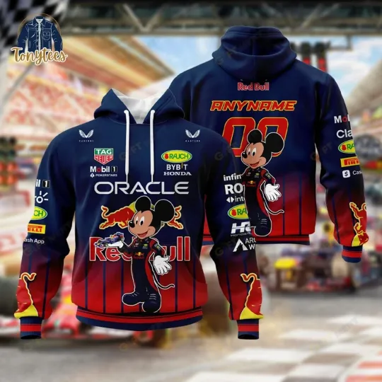 Discover Red Bull Racing x Mickey Racing Team All Over Printed 3D Hoodie