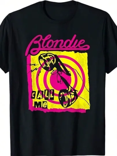 Discover Rare Hot Blondie Band Call Me Shirt Short Sleeve Black S to 5XL Shirt EM057