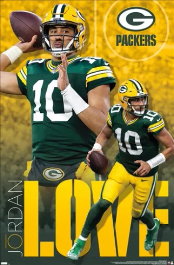 Jordan Love Green Bay Packers Quarterback Poster Vertical Football Action