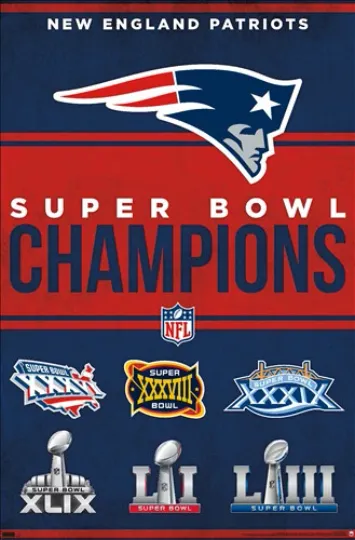 New England Patriots Six-Time Super Bowl Champions Premium Matte Vertical Poster