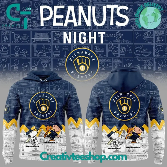 Snoop Milwaukee Brewers 75th Anniversary of Peanuts All Over Printed 3D Hoodie