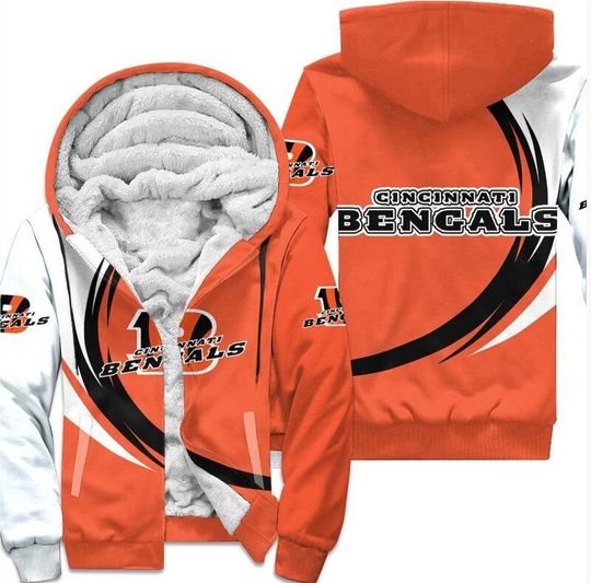 Cincinnati Bengals Fleece Zip Hoodie, Football Lover Gift, Christmas Gift