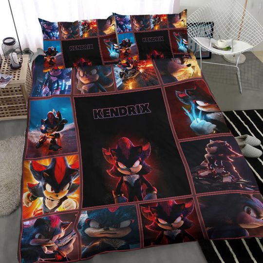 Personalized Shadow & Sonic the Hedgehog Blanket
