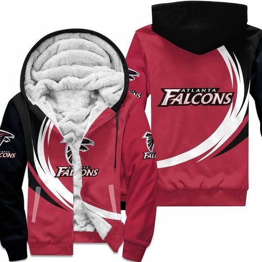 Atlanta Falcons Fleece Zip Hoodie, Football Lover Gift, Christmas Gift