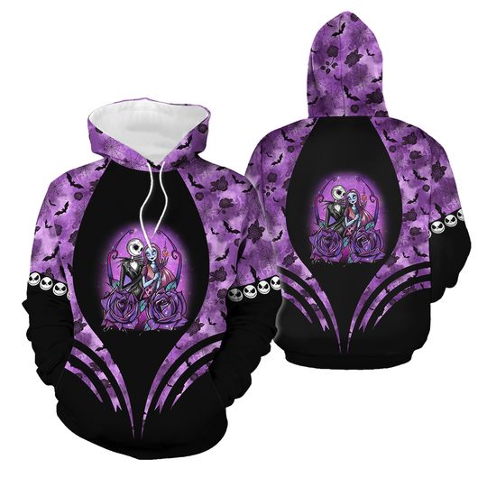 Jack And Sally 3D Hoodie, Jack Skellington Nightmare Before Christmas 3D Hoodie