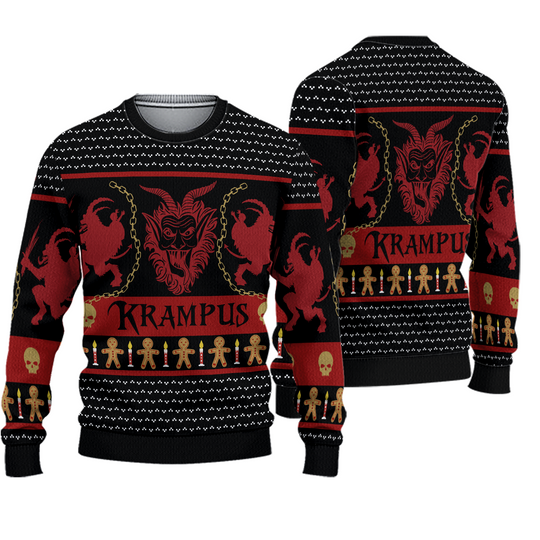 Krampus Christmas Sweater, Gothic Ugly Xmas Sweater