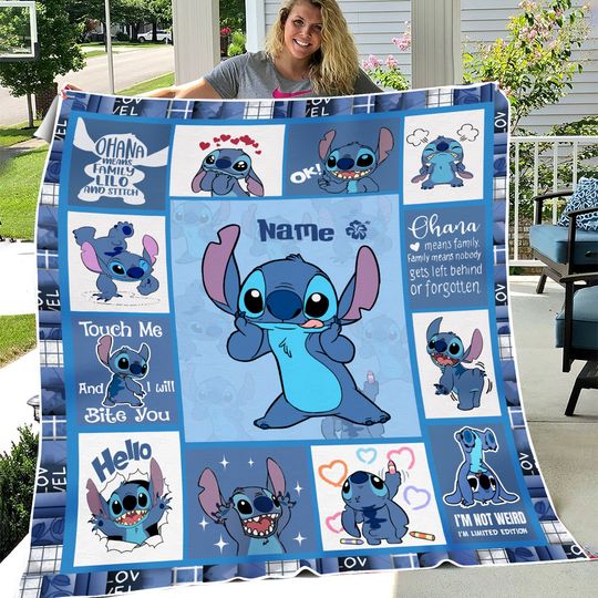 Personalized Lilo & Stitch Blanket: Custom Name