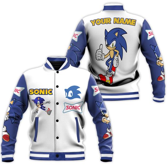 Custom Sonic The Hedgehog Baseball Jacket, Personalized Movie Jacket, Sonic the Hedgehog Sports, Gamer Gift Outfit
