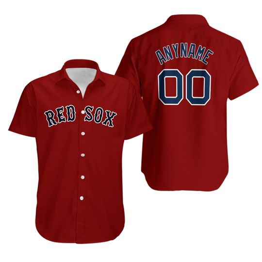 Customizable Boston Red Sox Name & Number Hawaiian Shirt, Gift for Fan