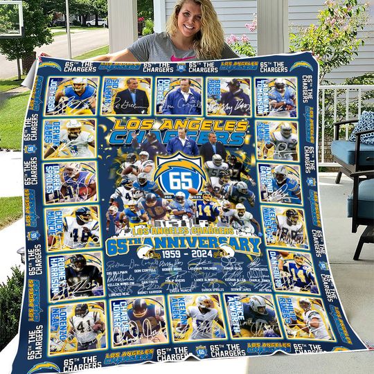 Los Angeles Chargers 65th Anniversary 1959-2024 Fleece Blanket