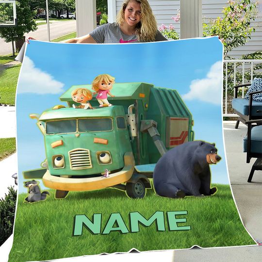 Personalized Trash Truck Blanket, Trash Truck Birthday Gifts,Trash Truck Blanket
