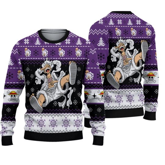 Luffy Gear 5 Sun God Nika One Piece Ugly Christmas Sweater