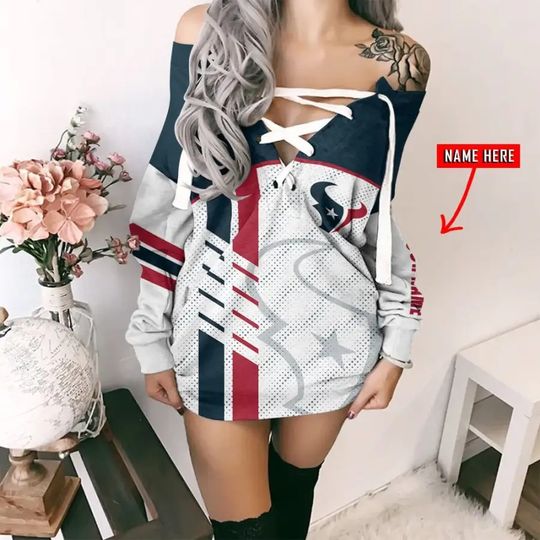 Houston Texans Personalized Lace-Up Sweatshirt
