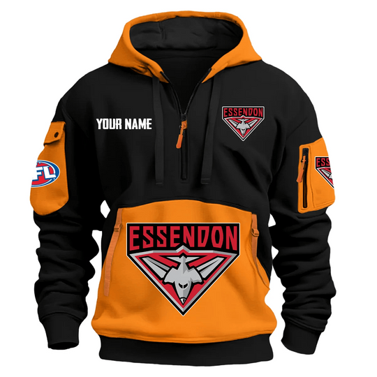Essendon Bombers Australian Football League Logo Hoodie Half Zipper