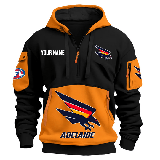 Adelaide Crows Australian Football League Logo Hoodie Half Zipper