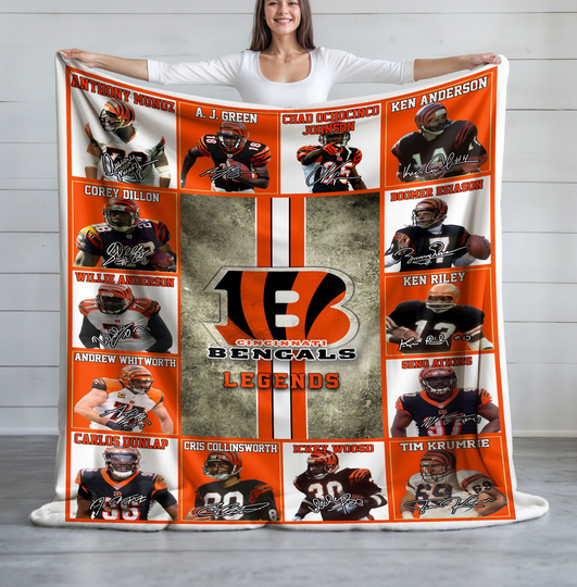 Cincinnati Bengals Football Fleece Blanket, Game Day, Christmas Gift, Gift For Fan, Father
