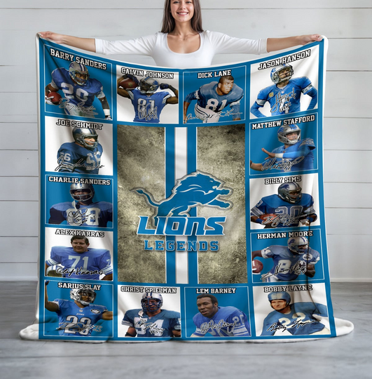 Detroit Lions Football Fleece Blanket, Game Day, Christmas Gift, Gift For Fan, Father