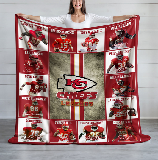 Kansas City Chiefs Football Fleece Blanket, Game Day, Christmas Gift, Gift For Fan, Father
