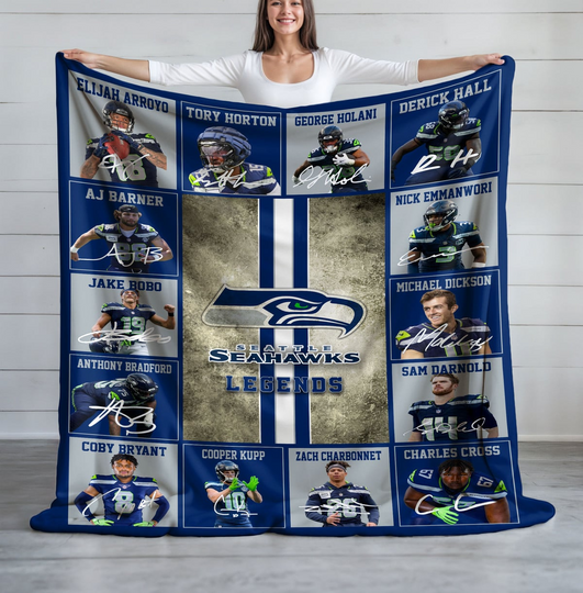Seattle Seahawks Football Fleece Blanket, Game Day, Christmas Gift, Gift For Fan, Father