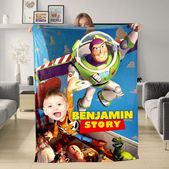 Discover Custom Face Toy Story Blanket, Disney Toy Story Blanket, Custom Name Disney Blanket, Woody Buzz Lightyear, Gift for Boy or Girl