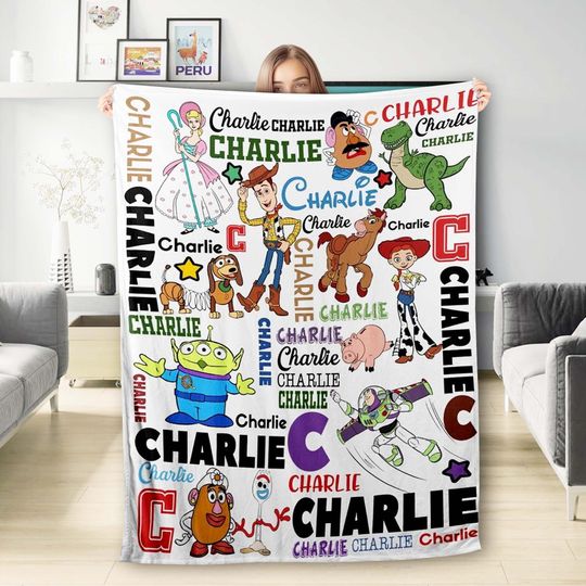 Discover Personalized Coiled Body Dog Plush Fleece Blanket, Custom Name Toy Characters Blanket, Magic Kingdom, Sofa Blanket, Home Decor Birthday Gift
