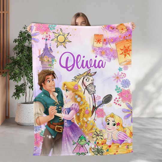 Discover Personalized Tangled Rapunzel Blanket, Rapunzel Go Live Your Dream Blanket, Watercolor Disney Princess Blanket, Custom Blanket Birthday Gift