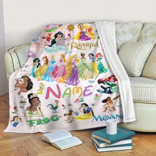 Discover Personalized Princess Blanket, Custom Baby Girl Blanket, Princess Birthday Gift, Magic Kingdom Fleece Blanket, Princess Quilt