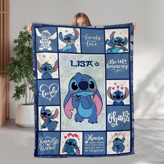 Discover Personalized Name Stitch Blanket, Lilo And Stitch Blanket, Stitch Birthday Gifts, Newborn Blanket Gift, Stitch Blanket For Kids
