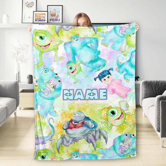 Discover Personalized Monster Movie Blanket, Characters Blanket, Monster Movie Blanket Christmas Gift, Monster Fleece Blanket, Monster Quilt