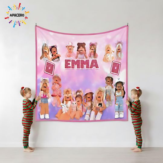 Discover Personalized Girl Gaming Blanket: Custom Name Video Game Fleece Throw