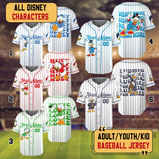 Discover Personalized DuckTales Baseball Jersey, Huey Dewey Louie Matching Jersey, DuckTales Family Baseball Matching, DuckTales Lover Gifts