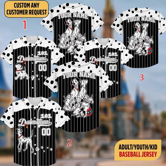 Discover Custom Disney 101 Dalmatians Baseball Jersey, Personalized Kid Youth Adult Disney Jersey, Disney Dogs Baseball Team Jersey, Birthday Gifts