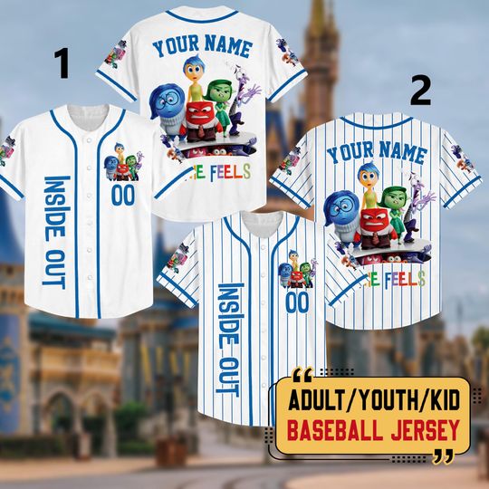 Discover Personalized Disney Inside Out All The Feels Baseball Jersey, Inside Out 2 Athletic Jersey, Funny Disney Birthday Gifts, Inside Out Jersey