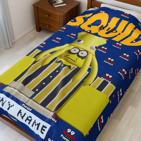 Discover Squid kid inspired 99 Nights in the Forest, roblox game, Plush Blanket, Gift for Children, Soft Plush Blanket, Personalized for Bedroom