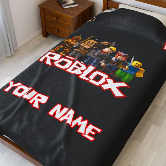 Discover Personalized Roblox Plush Blanket | Custom Name Gaming Throw | Cozy Kids Gift | Gamer Room Decor | Birthday Present Blanket