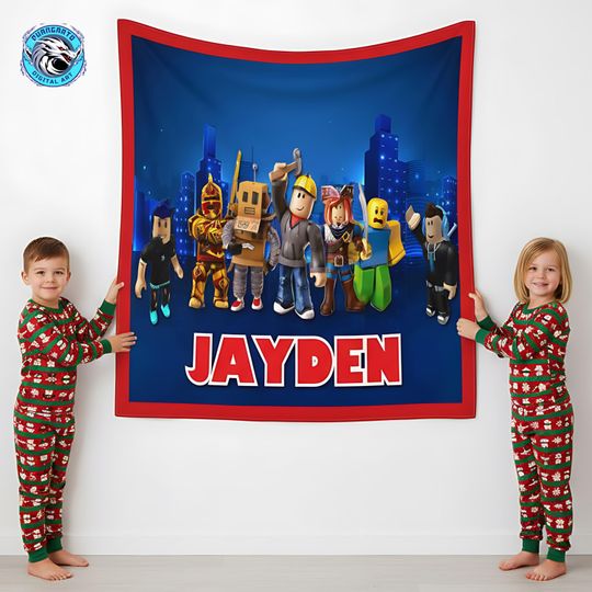 Discover Personalized Gamer Blanket: Custom Name Kids Video Game Throw