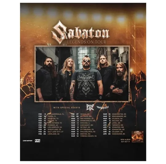 Discover Sabaton Legends Tour 2026 North American Poster