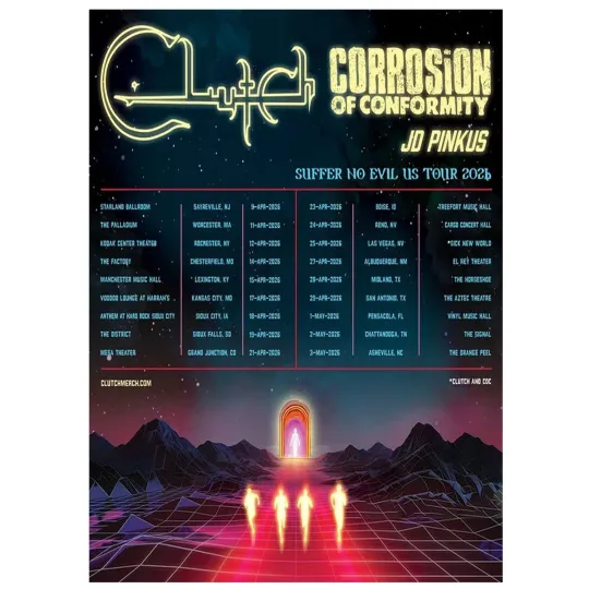 Clutch Corrosion of Conformity Suffer No Evil US Tour 2026 Poster