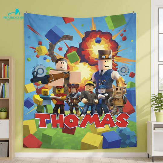 Discover Personalized Video Game Boy Blanket, Custom Name Gaming Fleece Throw