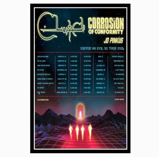 Clutch & Corrosion Of Conformity Suffer No Evil US Tour 2026 Poster