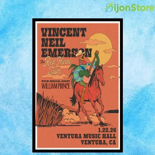 Discover Vincent Neil Emerson January 22nd 2026 Ventura Tour Poster Home Decor