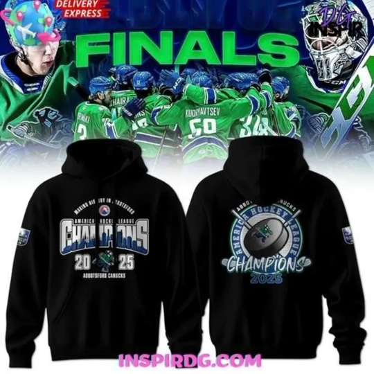 Discover Abbotsford Canucks 2025 AHL Champions Black Hoodie