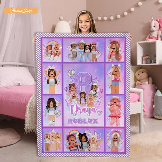 Discover Personalized Gamer Girl Fleece Blanket: Custom Name, Pink Video Game Throw