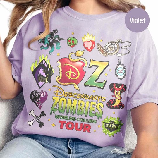 Discover Descendants Zombies World Tour T-Shirt, Disneyland Zombies 4 Movie Shirt, Epcot Summer Music Festival Boyfriend Girlfriend Gift