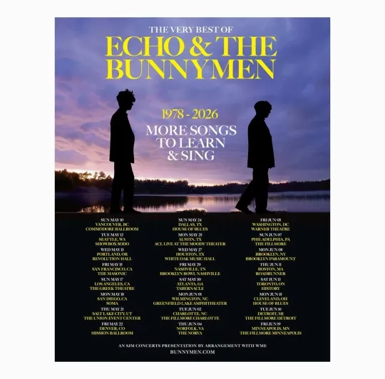 Discover Echo & The Bunnymen North American Tour 2026 Poster